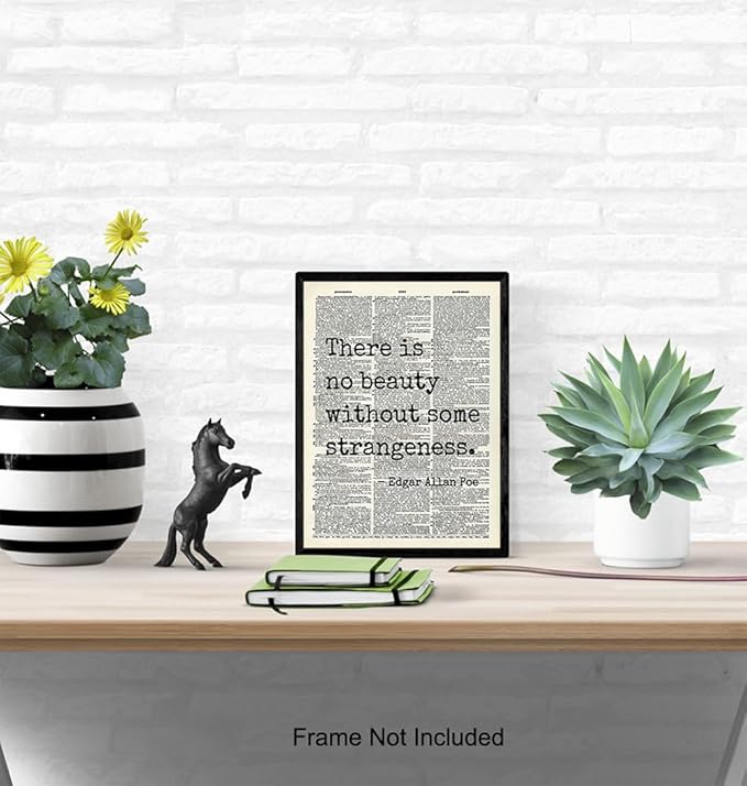 Edgar Allan Poe Gothic Art LARGE 11x14 - Retro Goth Wall Decor for Home, Office, Living Room, Bedroom, Bathroom - Famous Quotes Typography Wall Art for Poetry Fans, Vintage Horror Fans - Unframed
