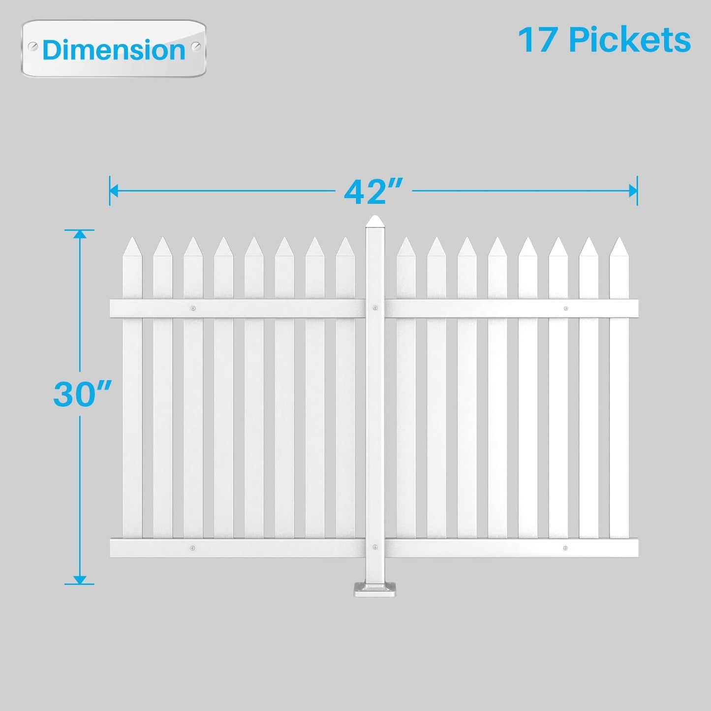 Patio 2 Sets Vinyl Picket Fence Panels 30" H x 84" W White PVC Decorative Fence for Front Yard Porch Patio Deck Pool Air Conditioner Fence Safety Dog Fence (34 Pickets, Straight)