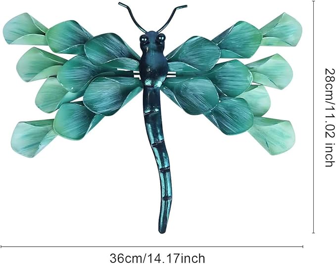 LIFFY Metal Dragonfly Wall Decor Handmade - Outdoor Metal Wall Art Decor for Patio Garden Fence Living Room, Bedroom, Dragonfly Gifts