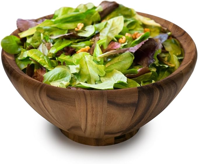 Ironwood Gourmet Acacia Wood Salad Bowl, Salinas Extra Large 16" x 8" Salad Bowl and Spring Salad Tongs Set