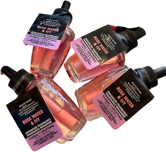 Bath & Body Works ROSE WATER & IVY Wallflowers Fragrance Refill 4-pack, 0.8 fl oz each