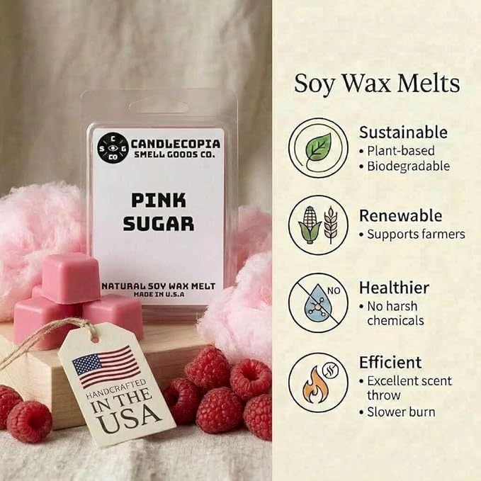 Pink Sugar Strongly Scented Hand Poured Vegan Wax Melts, 12 Scented Wax Cubes, 6.4 Ounces in 2 x 6-Packs