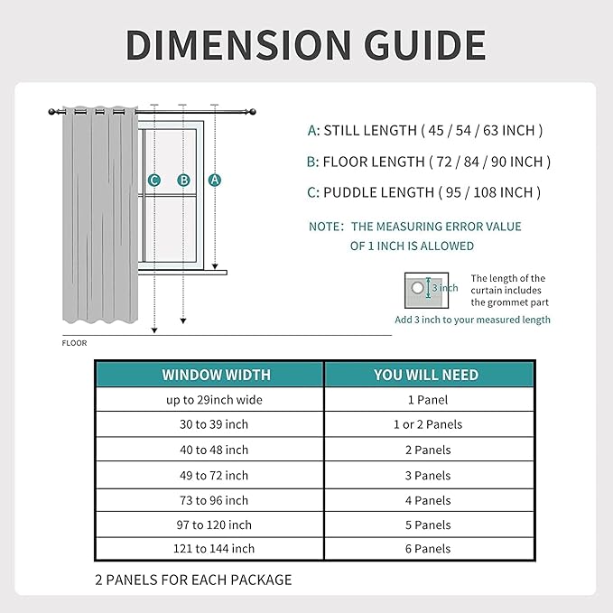 Joydeco White Curtains 108 Inches Long 2 Panels Set, Thermal Insulated Long Curtains& Drapes 2 Burg, Room Darkening Grommet Drapes for Living Room Bedroom Window (W52 x L108 Inch, Greyish White)
