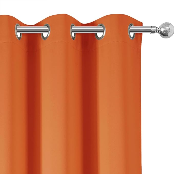 LEMOMO Blackout Curtains 52 x 120 Inch Long Orange Curtains Set of 2 Panels Room Darkening Curtains for Bedroom and Living Room