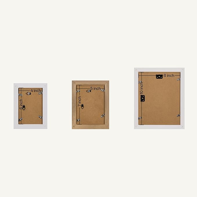 eletecpro Gallery Wall Frame Set of 10, Multiple Sizes Solid Wood Picture Frames Collage Wall Decor Including 2Pcs 8x10, 4Pcs 5x7, 4Pcs 4x6 Photo Frames, Natural, White, Brown