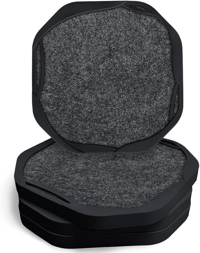 UMIRRO Black Coasters for Drinks for Tabletop Protection with Super Absorbent Felt Pad, Cool Cup mats for Wooden Coffee Table, Unique Modern Cup Coasters for Farmhouse, Bar, Office,Home, Set of 4