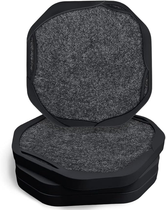 UMIRRO Black Coasters for Drinks for Tabletop Protection with Super Absorbent Felt Pad, Cool Cup mats for Wooden Coffee Table, Unique Modern Cup Coasters for Farmhouse, Bar, Office,Home, Set of 4