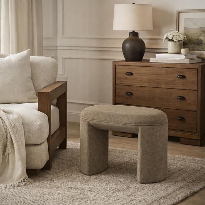 HomePop Quinn Modern Ottoman|Homepop Home Décor|Ottoman for Living Room & Bedroom - Mocha Velvet