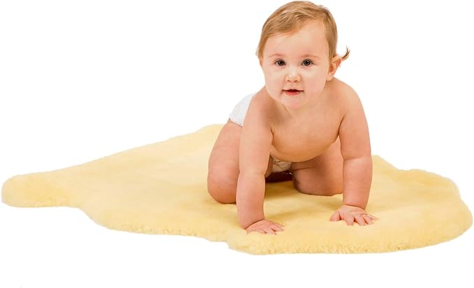 WaySoft Baby Sheepskin Rug, Oeko-TEX Certified, Safe & Natural Nursery Rug, 100% Genuine New Zealand Soft Fur Rug Baby Carpet