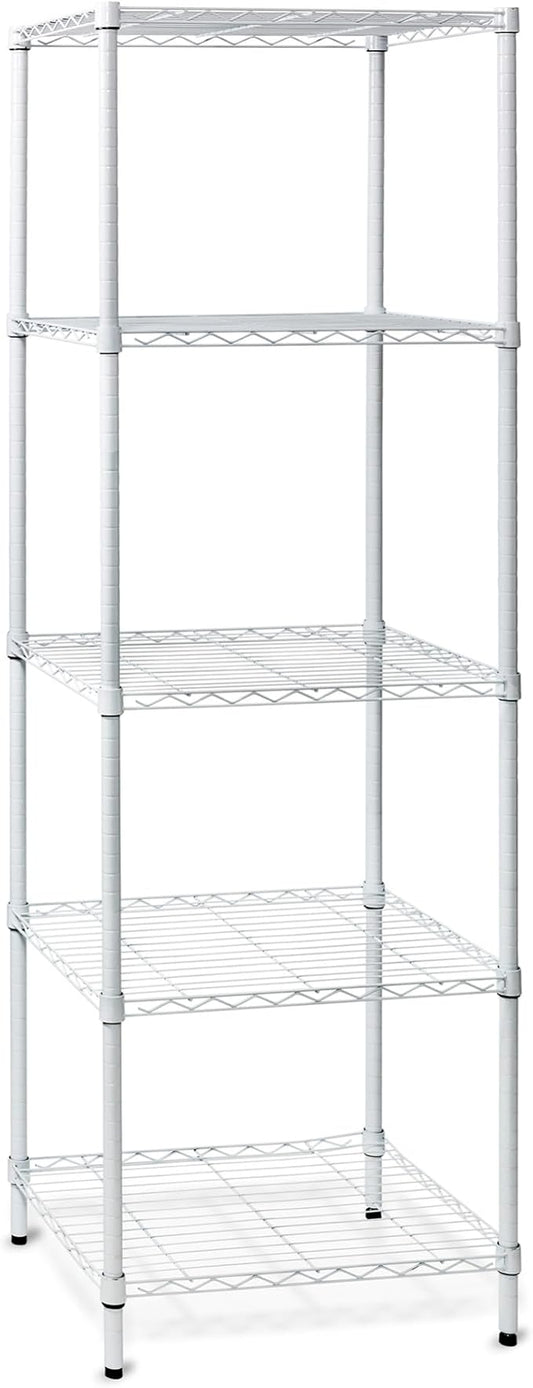 Honey-Can-Do 5-Tier Heavy-Duty Adjustable Shelves, Metal Storage Rack with 250-lb Shelf Capacity, White, 18" W x 24" L x 72" H