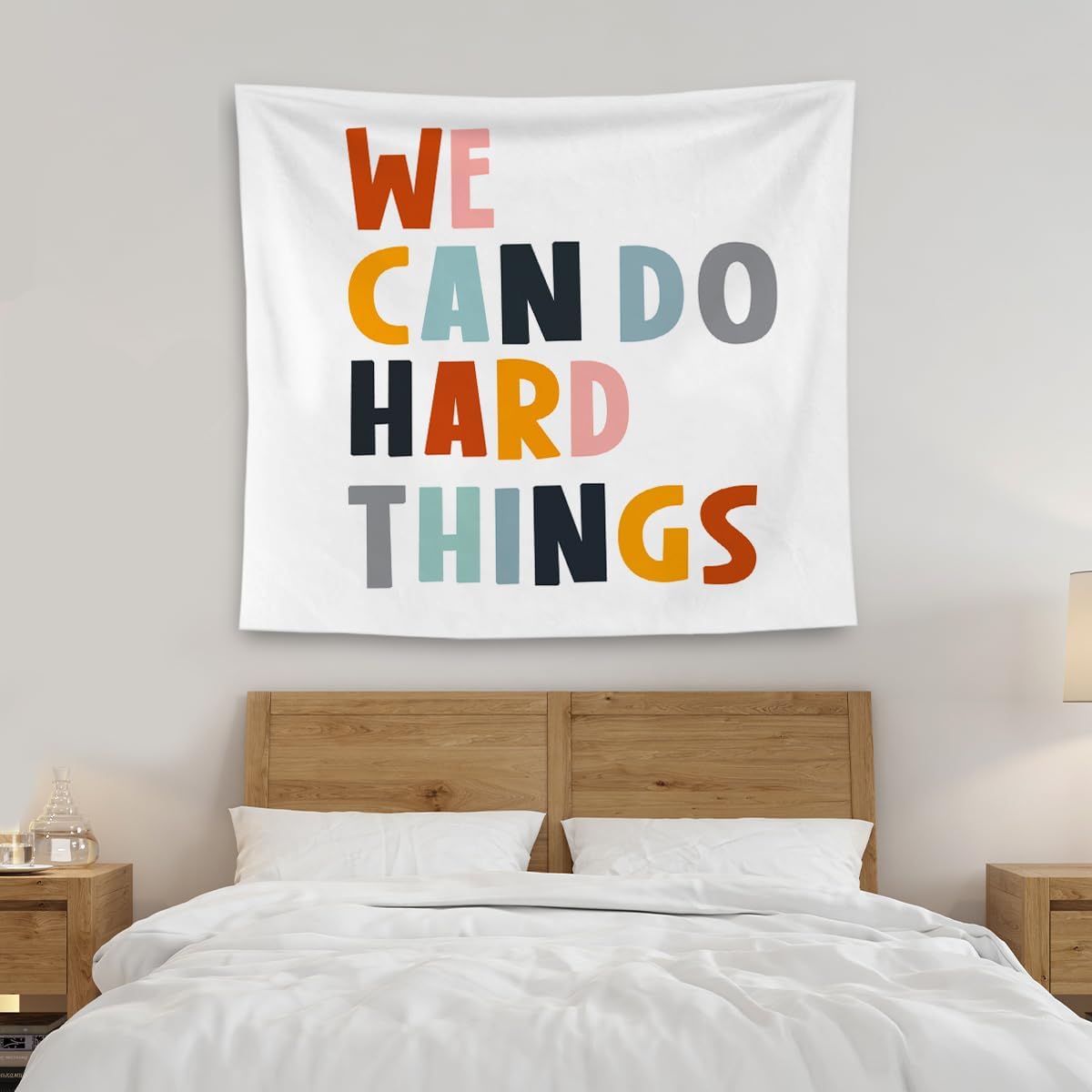 QGFM We Can Do Hard Things Inspirational Tapestry, Boho Classroom Decor, Inspirational Wall Decor, Motivational Tapestry Wall Hanging for Classroom Nursery Kids Room Playroom Decor, 50x60 Inches