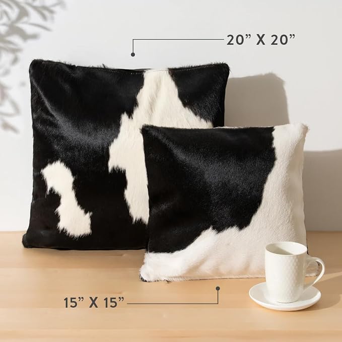 ecowhides 100% Genuine Brazilian Cowhide Pillow Cover – Luxury Leather Decorative Cushion for Rustic & Western Home Décor
