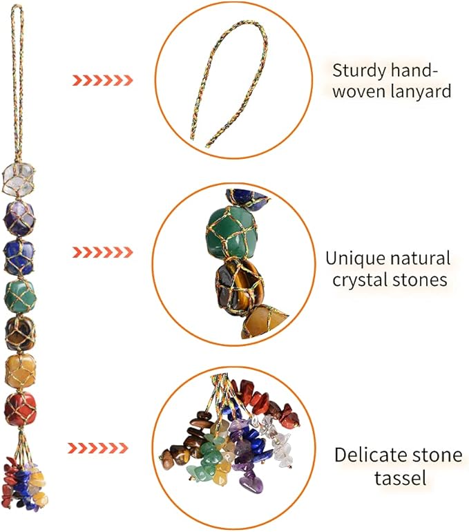 Anjiucc 7 Chakra Healing Crystals Feng Shui Hanging Ornament Car Ornament Meditation Hanging Ornament Window Ornament for Home Decor Party Decor