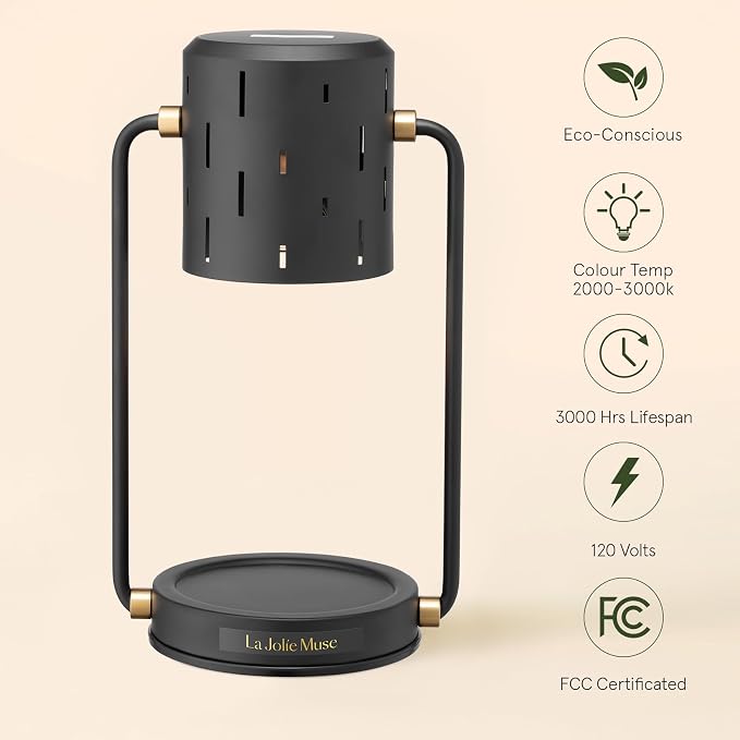 LA JOLIE MUSE Candle Warmer Lamp with Warming Dish, Candle Lamp with Timer & Dimmer for Wax Melting, Electric Candle Melter for Home Decor, Compatible with Small & Large Candles, Bulb Included