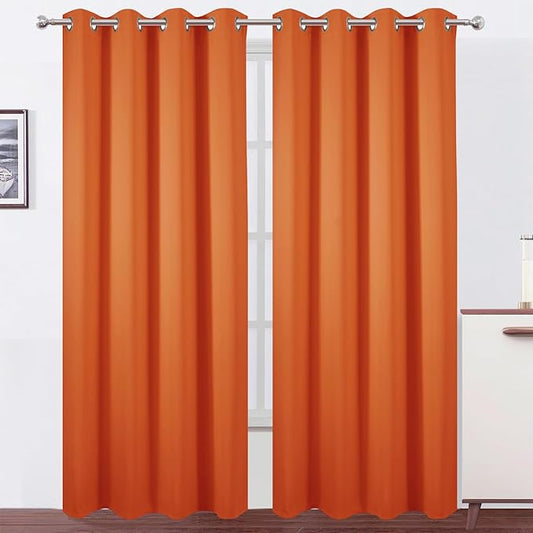 LEMOMO Blackout Curtains 52 x 120 Inch Long Orange Curtains Set of 2 Panels Room Darkening Curtains for Bedroom and Living Room