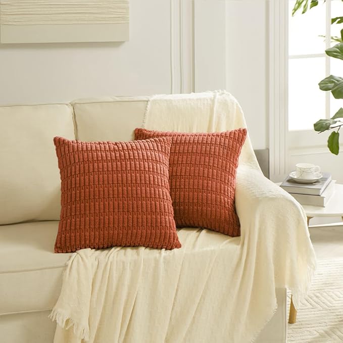Fancy Homi 4 Packs Decorative Throw Pillow Covers for Living Room Couch Bed, Modern Farmhouse Boho Home Décor Accent Cushion Case, 24" x 24" (Pack of 4), Burnt Orange
