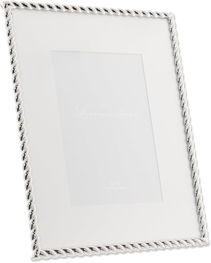 Lawrence Frames Silver Metal Rope 8x10 Matted for 5x7 Picture Frame (710080)