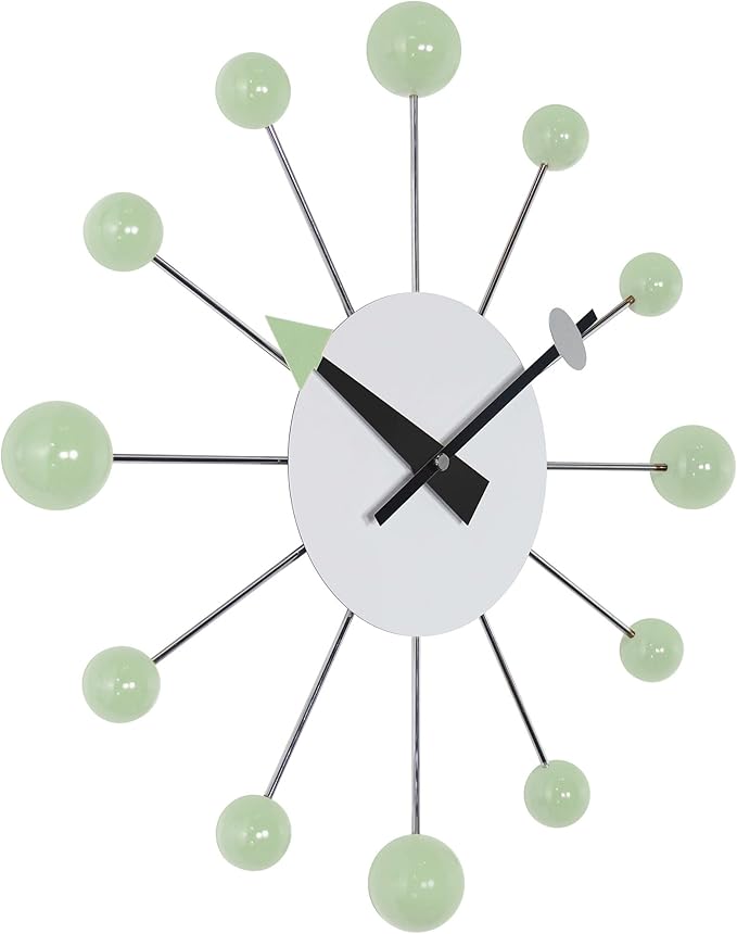Infinity Instruments Orb Spoke Starburst Wall Clock, Mint Green, 15"