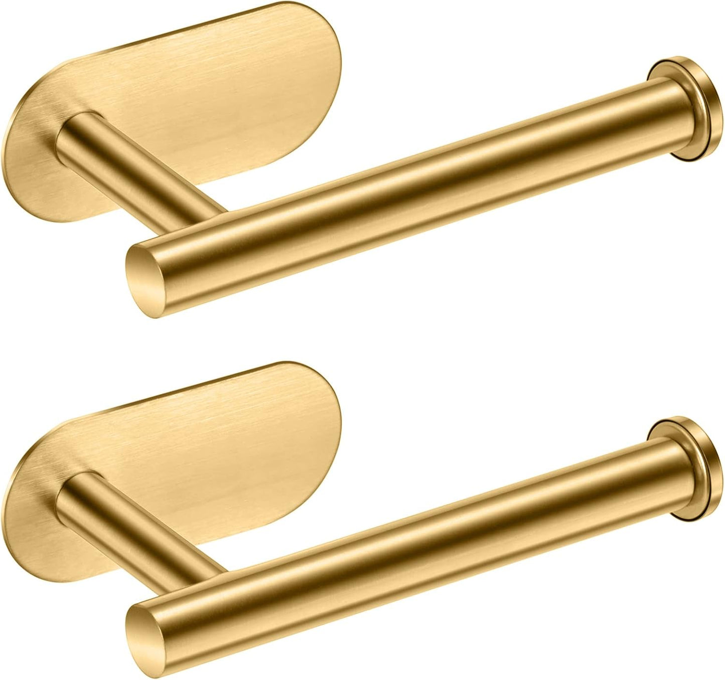 Toilet Paper Holder,Gold,Wall Mount, Upgraded Adhesive Toilet Roll Holder,no Drilling,Bathroom/Rv/Washroom,SUS 304 Stainless Steel,Rustproof (Gold, 2 Pieces)