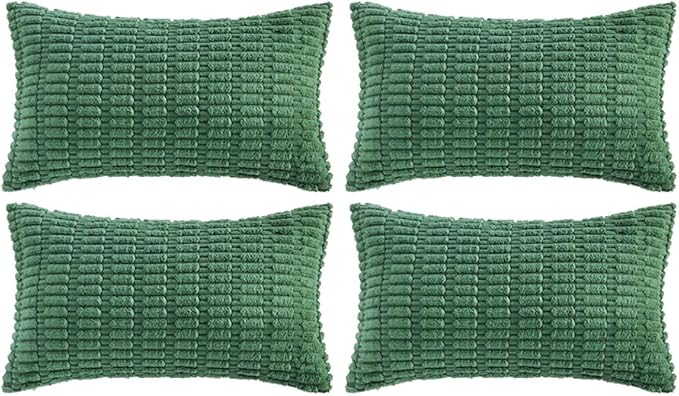 Fancy Homi 4 Packs Decorative Throw Pillow Covers for Living Room Couch Bed, Modern Farmhouse Boho Home Décor Accent Cushion Case, 24" x 16" (Pack of 4), Green Series