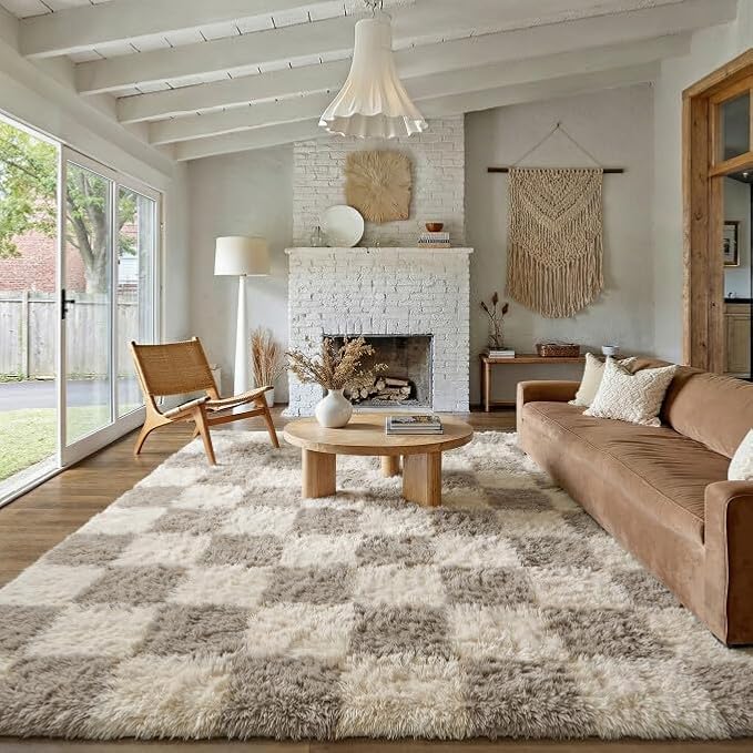 PureCozy Modern Rug 8x10 for Living Room, Grey Shag Rug Washable Non-Slip Large Area Rug Super Soft Indoor Fuzzy Carpet Fluffy Rugs for Bedroom Home Aesthetic Decor