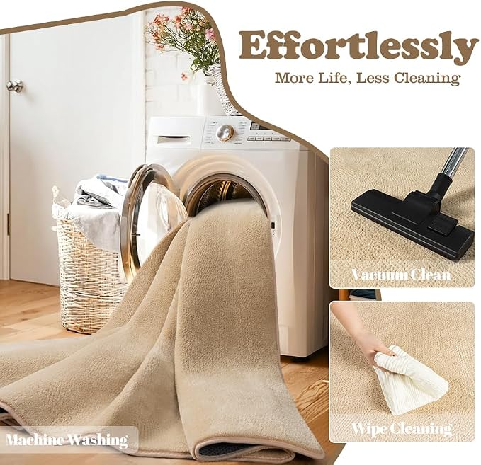 qulint Tan Carpet Runners for Hallway 6ft, Modern Soft Bedroom Runner Rug 2x6 Non Slip Washable Thickened Memory-Foam Indoor Rug, Minimalist Solid Carpet for Living Room Laundry Home Decor