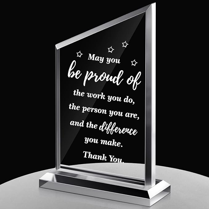 Yinder Thank You Gifts for Women Appreciation Gifts for Coworker Employee Nurse Teacher Leader Boss Inspirational Quotes Acrylic Desk Decor for Home Office Farewell Retirement