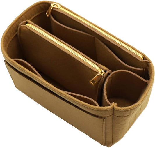 LEXSION Felt Purse Bag Organizer Insert with zipper Bag Tote Shaper Fit Speedy Neverful PM MM