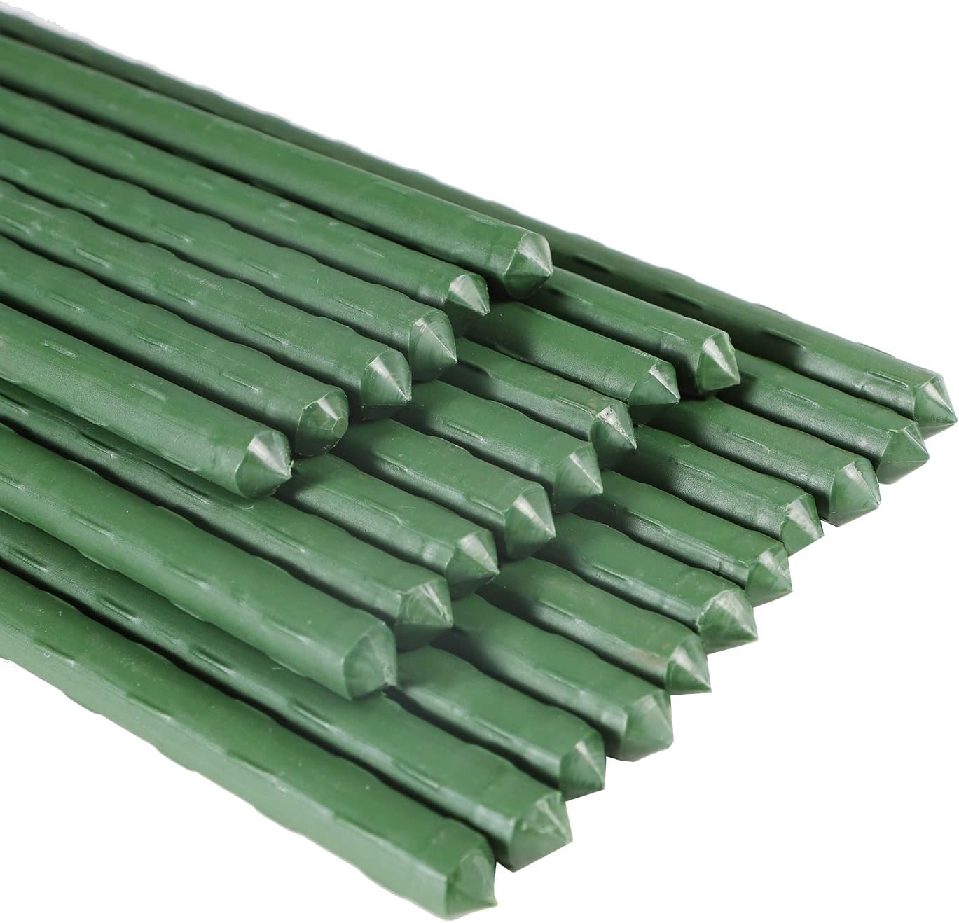 Garmeinea Garden Stakes 24 Inches Plastic Coated Steel Plant Stakes for Growing Climbing Plants, Pack of 25
