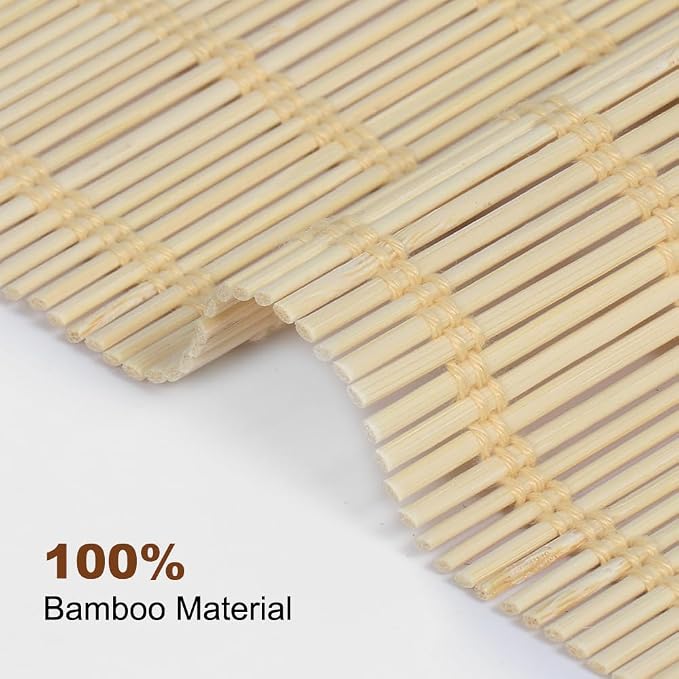 LUCKUP Cordless Bamboo Roman Shades, Light Filtering Bamboo Blinds for Windows Indoor, UV Protection Natural Roll up Roman Shades 30" Wx64 H, Natural