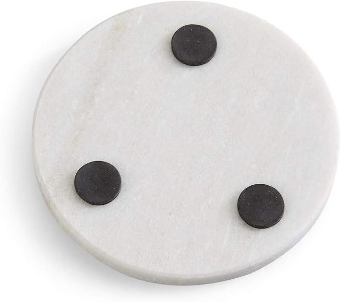 Coaster Set, Premium Marble Coasters, Double-Polished Multi-Functional Drink Coasters, 100% Natural Marble Stone (6, White Marble - Round)