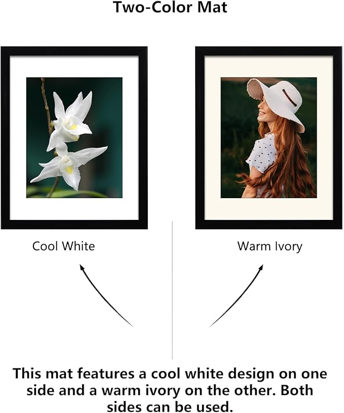 CORE ART 8x10 Black Picture Frame, Display Pictures 5x7 with Mat or 8 x 10 without Mat, Multi Photo Frames Collage for Wall or Tabletop Display, 2 Pack
