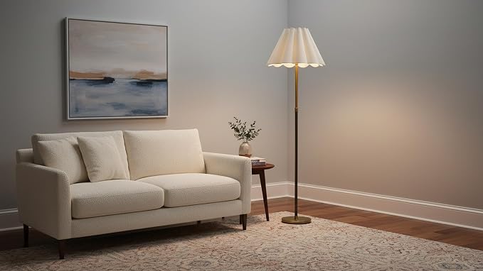 Aspen Creative 34088 Box Pleated Large Empire Spider Construction Lamp Shade, Cream Linen Fabric, 7-1/2" Top x 18" Bottom x 13-1/2" Slant