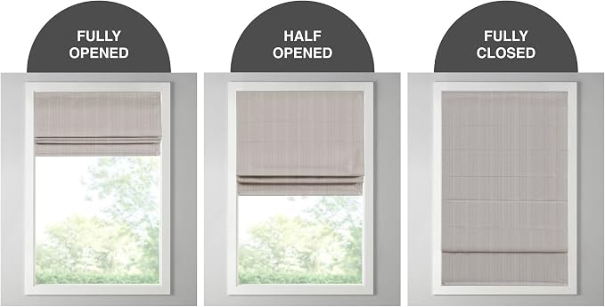 Madison Park Galen Cordless Roman Shade, 27"W x 64"H, Sheen Taupe – Room Darkening, Thermal Insulated, Energy Efficient Window Blind with Subtle Sheen Basketweave Fabric for Privacy