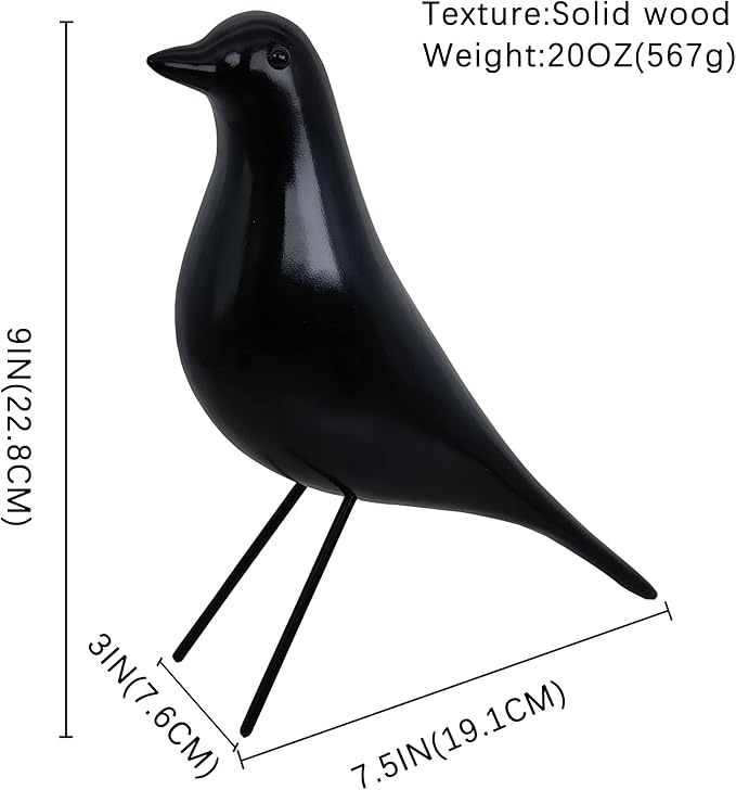 Modern Home Decor Birds Figurine - Mid Century Walnut Wood Home Office Decor Art Pigeon Gifts (Black Wood)…