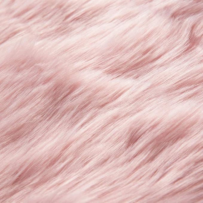 MIULEE Luxury Super Soft Fluffy Area Rug Faux Fur Sheepskin Rug Decorative Plush Shaggy Carpet for Bedside Sofa Floor 3 x 5 Feet, Pink