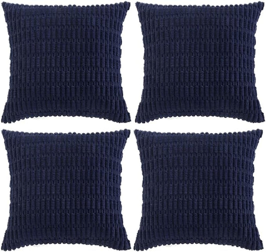 Fancy Homi 4 Packs Decorative Throw Pillow Covers for Living Room Couch Bed, Modern Farmhouse Boho Home Décor Accent Cushion Case, 18" x 18" (Pack of 4), Navy Blue