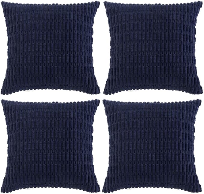 Fancy Homi 4 Packs Decorative Throw Pillow Covers for Living Room Couch Bed, Modern Farmhouse Boho Home Décor Accent Cushion Case, 20" x 20" (Pack of 4), Navy Blue
