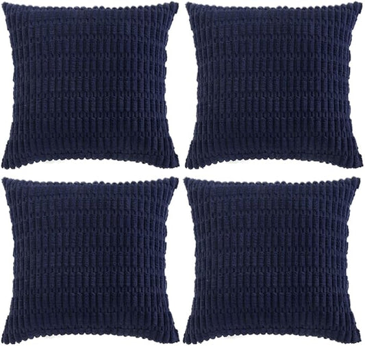 Fancy Homi 4 Packs Decorative Throw Pillow Covers for Living Room Couch Bed, Modern Farmhouse Boho Home Décor Accent Cushion Case, 24" x 24" (Pack of 4), Navy Blue