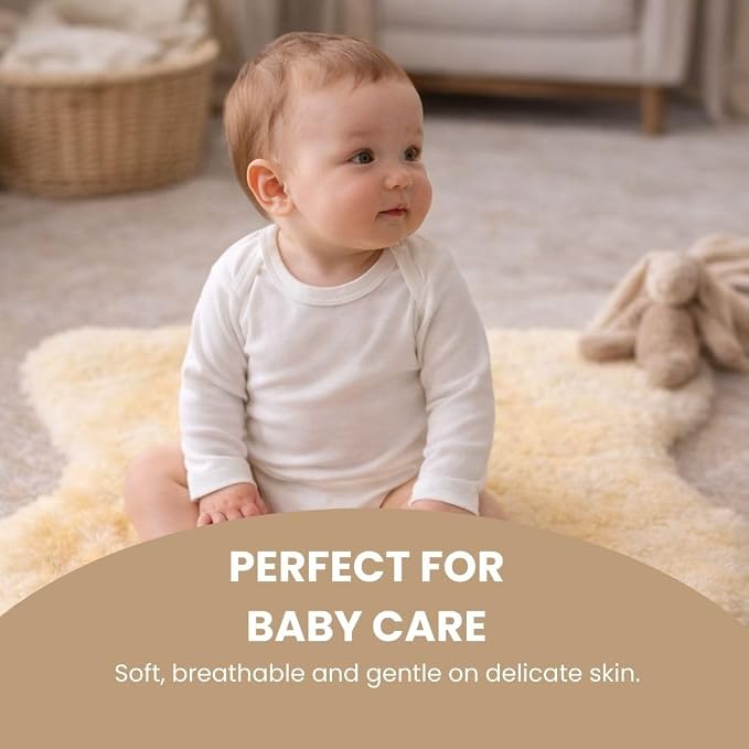 Premium Genuine Baby Sheepskin Rug – 100% Natural Soft Shorn Wool, Therapeutic Comfort for All Seasons, Cozy and Soothing for Nursery and Home – Made in Argentina