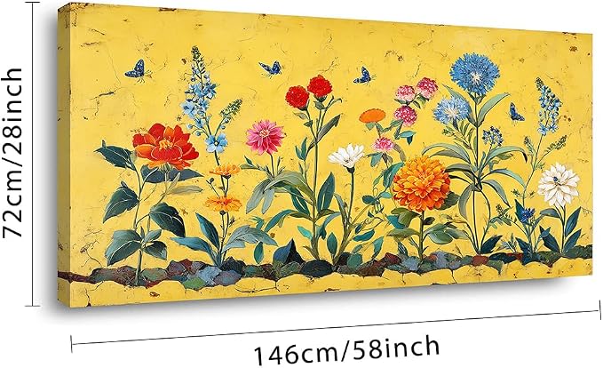 Ggaafet Yellow Flowers Wall Art for Living Room Canvas Oil Painting Prints Beautiful Bright Floral Blooming Garden Art Deco Pretty Artwork Office Bedroom Family Dining Room Decor Extra Large