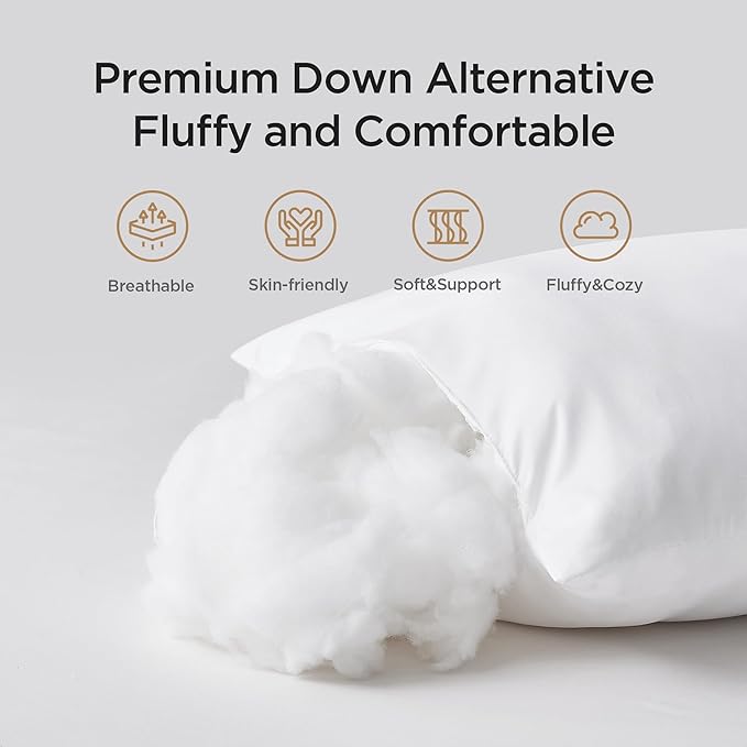 Acanva 28x28 Throw Pillow Inserts Set of 4, Premium Polyester Fiber Fill Square Sham Stuffer Cushion for Sofa, Bed, Couch and Chair, Machine Washable, White