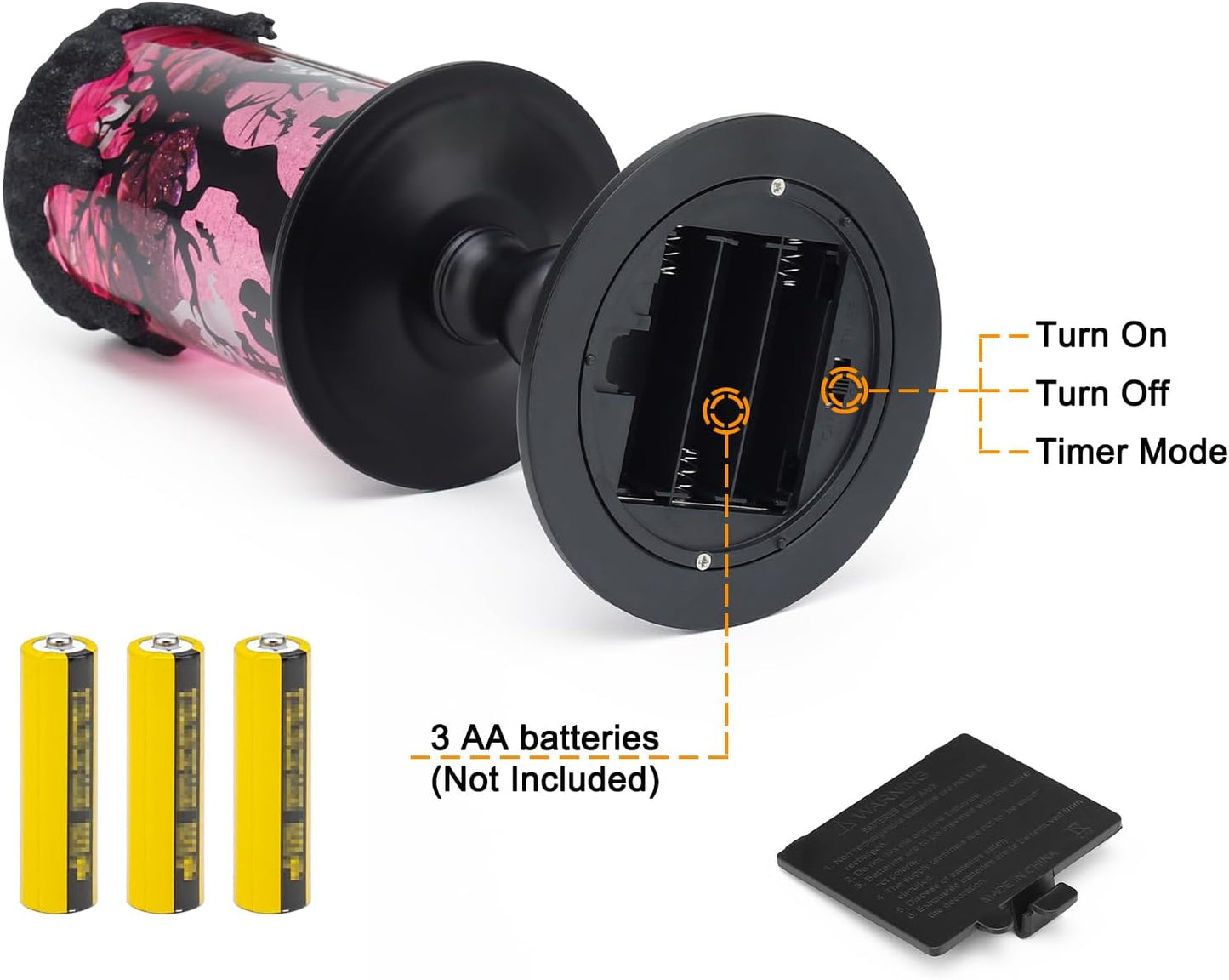 Halloween Snow Globe Candles Lighted Lamp, Lighted Flameless Candles with Water Glitter Swirls and Spooky Moving,Battery Operated