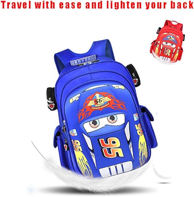 Kid Toddler Boys Girls Backpack Waterproof Cartoon Truck Car Child Snack School Bag Kindergarten Backpack (Blue)