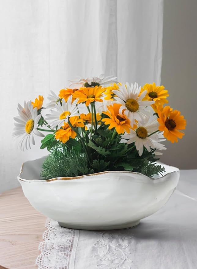 Serene Spaces Living Artisan Free-Form Glazed Ceramic Decorative Bowl, Wedding Planners, Event Stylists, Home Decor, Restaurant Tablescapes, 10.5" Long, 8" Wide and 3.5" Tall, Pack of 8