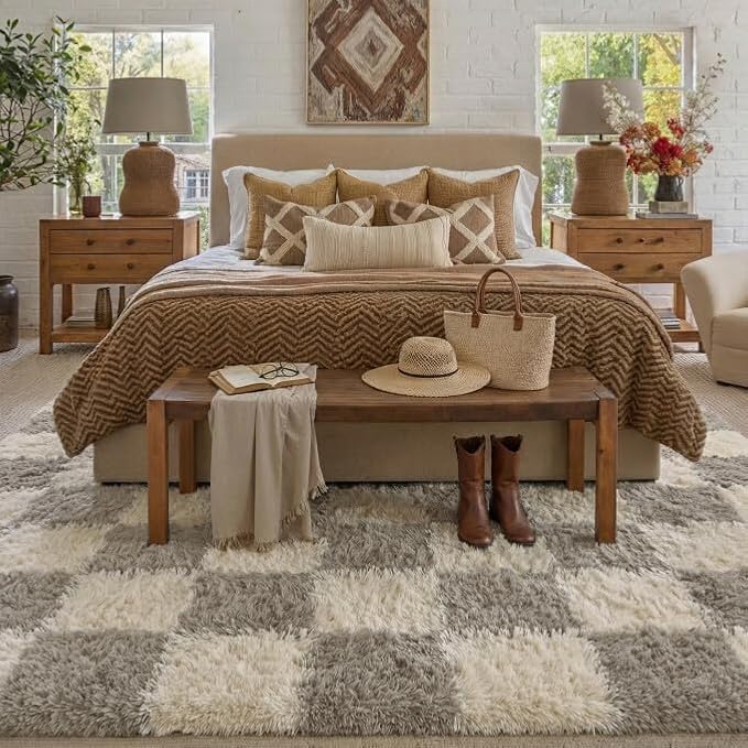 PureCozy Modern Rug 8x10 for Living Room, Grey Shag Rug Washable Non-Slip Large Area Rug Super Soft Indoor Fuzzy Carpet Fluffy Rugs for Bedroom Home Aesthetic Decor