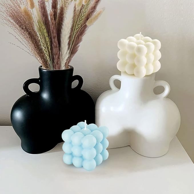 Bubble Candles for Women, Floating Shelves Cube Shaped Scented Square Candle Set - Cool Home Office Trendy Room Shelf Decor Aesthetic (4 Pack)