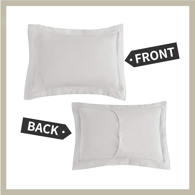 Simple&Opulence 100% Linen Duvet Cover Set, 3 PCS Natural French Flax Light Grey Duvet Cover King Size, Breathable Soft Comfy Linen Bedding Comforter Cover with 2 Pillowcases(Light Grey, 104" x 92")