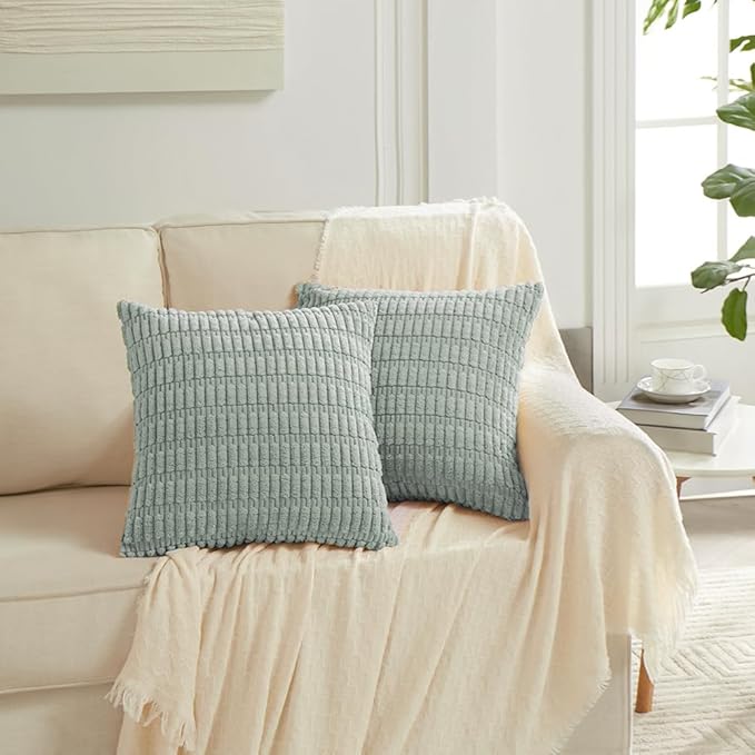 Fancy Homi 4 Packs Decorative Throw Pillow Covers for Living Room Couch Bed, Modern Farmhouse Boho Home Décor Accent Cushion Case, 24" x 24" (Pack of 4), Grey Blue
