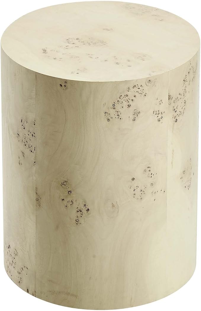 Modway EEI-6271-BLB Cosmos 16" Round Burl Wood Side Table, Bleached Burl